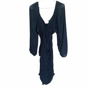 Elegant Long Sleeve Navy Dress